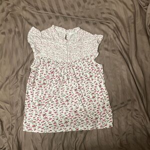 Lucky Brand White and Pink Floral Kids Top